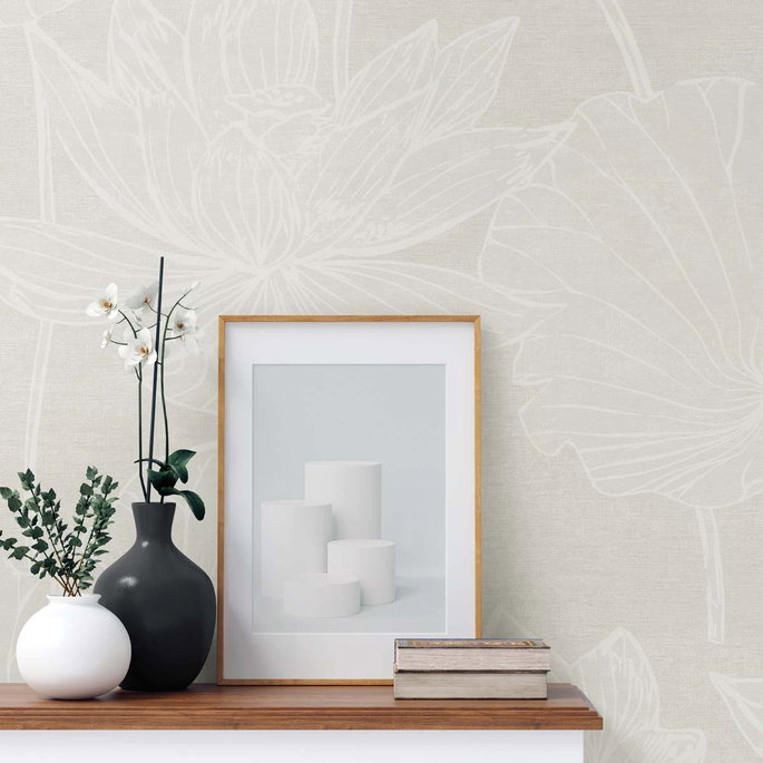 Seabrook Designs Water Lilies White Pearl Wallpaper image 3 of 3
