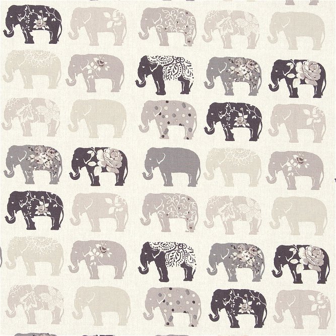 Clarke &amp; Clarke Elephants Natural Fabric