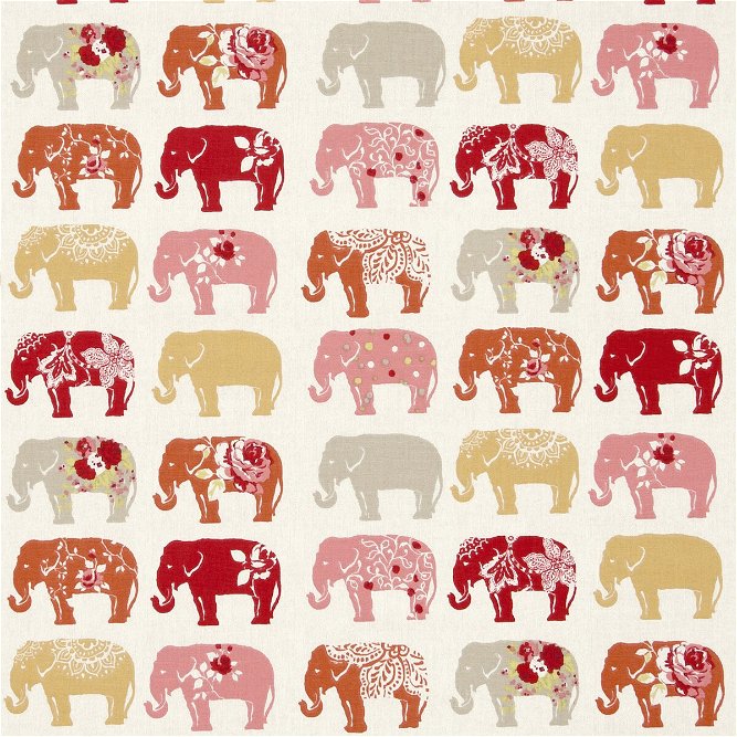 Clarke &amp; Clarke Elephants Spice Fabric