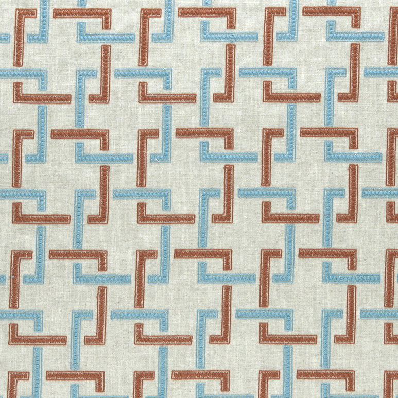 Clarke &amp; Clarke Sekai Cinnabar/Aqua Fabric