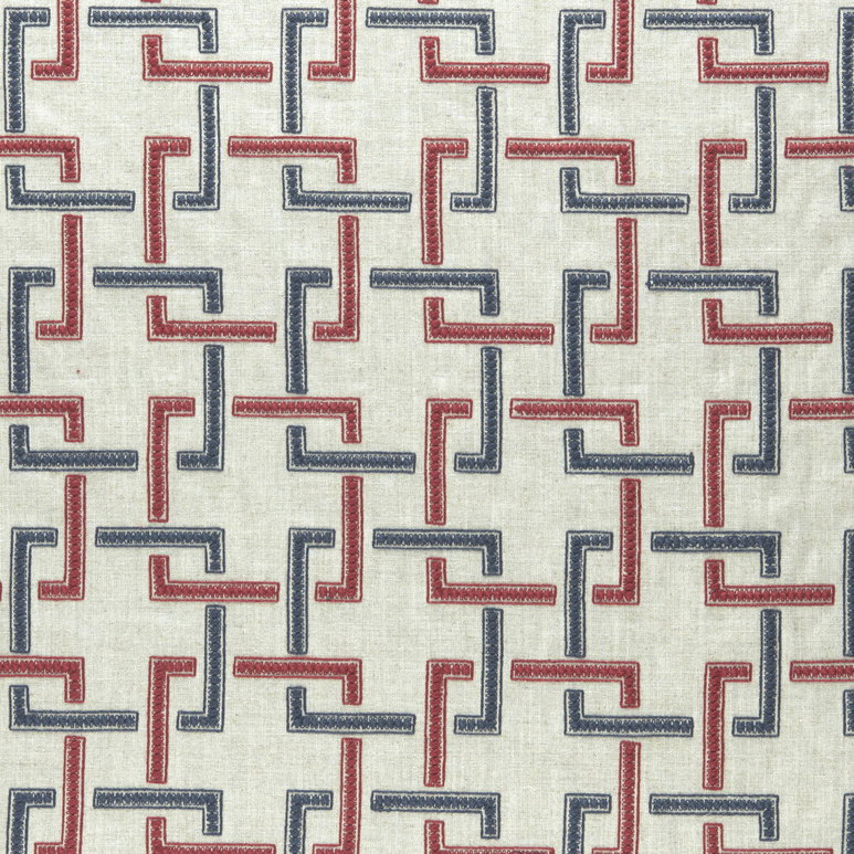 Clarke &amp; Clarke Sekai Indigo/Red Fabric