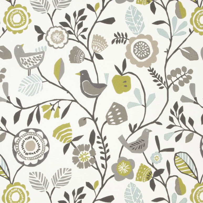 Clarke &amp; Clarke Folki Chartreuse/Charcoal Fabric