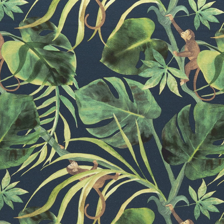 Clarke &amp; Clarke Monkey Business Indigo Fabric