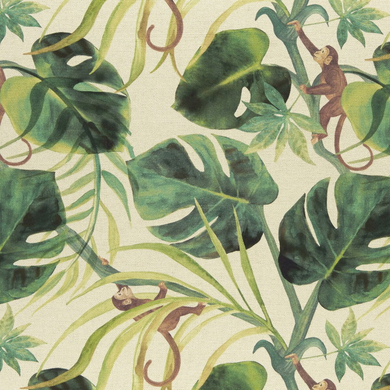 Clarke &amp; Clarke Monkey Business Natural Fabric