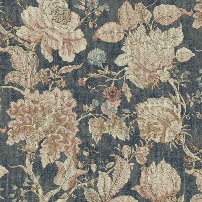 Clarke &amp; Clarke Sissinghurst Midnight/Spice Fabric