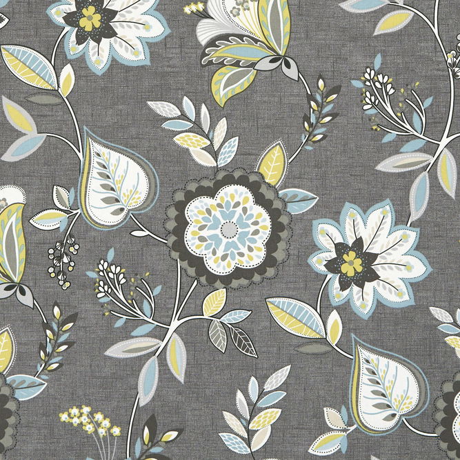 Clarke &amp; Clarke Octavia Charcoal/Chartreuse Fabric