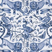 Clarke & Clarke Extinct Blue Fabric