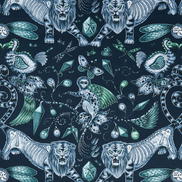 Clarke & Clarke Extinct Navy Fabric