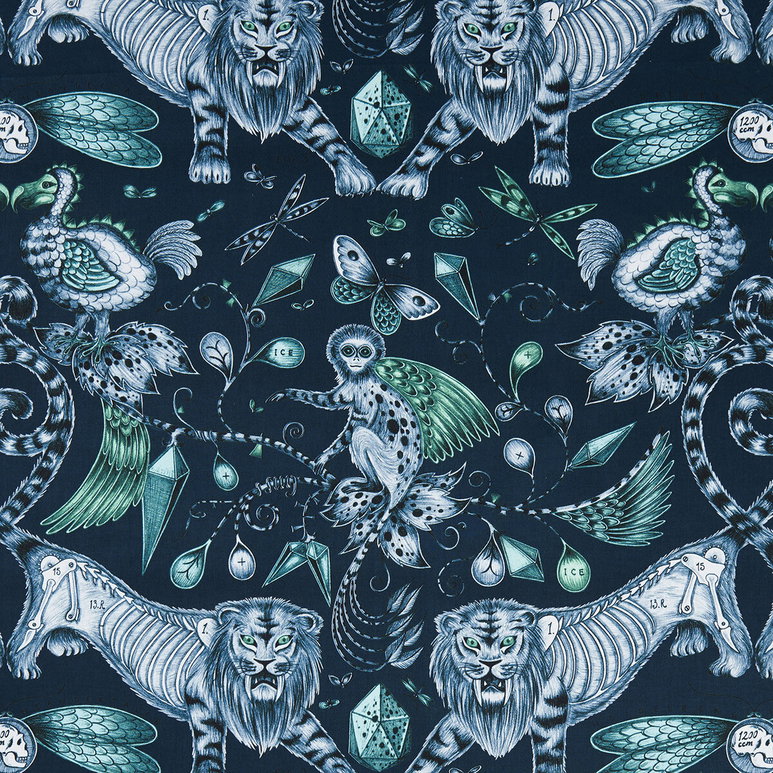 Clarke &amp; Clarke Extinct Navy Fabric