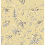 Cole & Son Hummingbirds Gold/Soft Grey Fabric