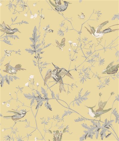 Cole & Son Hummingbirds Gold/Soft Grey Fabric