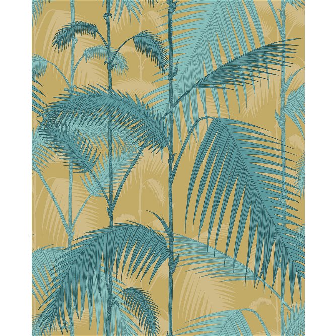 Cole &amp; Son Palm Jungle Orchre &amp; Petrol Fabric
