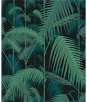 Cole & Son Palm Jungle Viridian/Petrol On Black Fabric