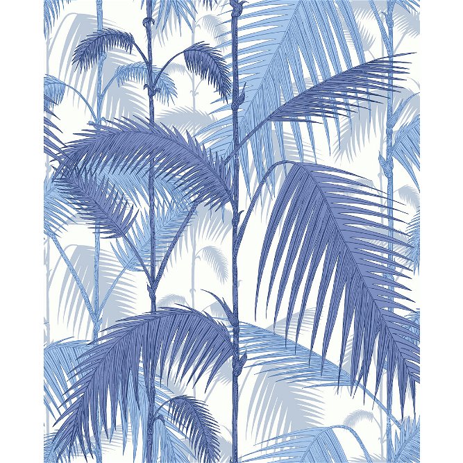 Cole &amp; Son Palm Jungle Hyacinth On White Fabric