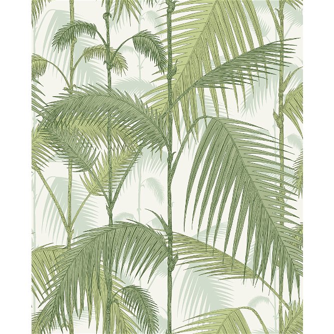 Cole &amp; Son Palm Jungle Olive Green On White Fabric