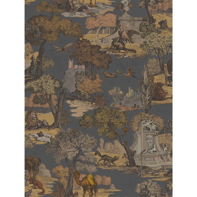 Cole &amp; Son Versailles Grand Ginger Charcoal Fabric