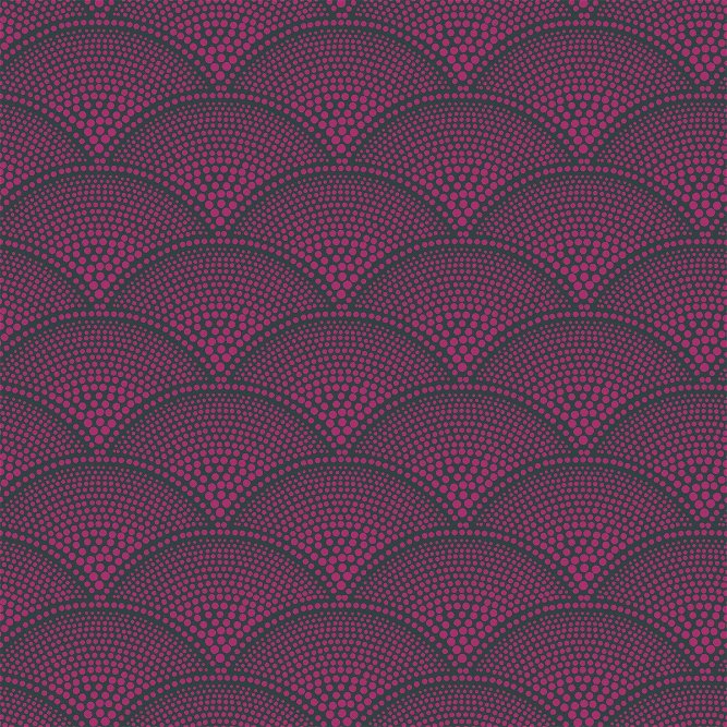 Cole &amp; Son Feather Fan Magenta Charcoal Fabric