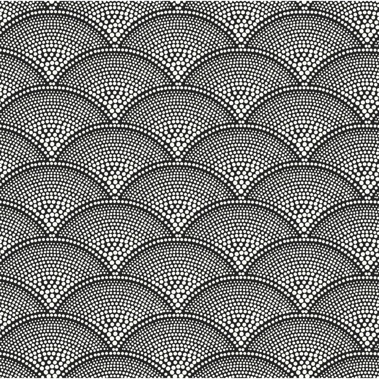 Cole &amp; Son Feather Fan White On Black Fabric
