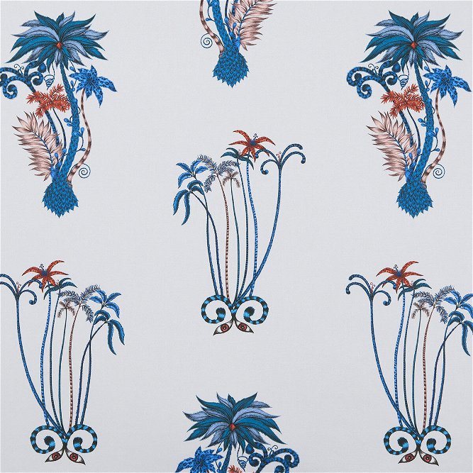 Clarke &amp; Clarke Jungle Palms Blue Fabric
