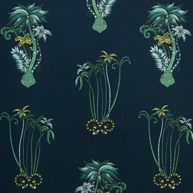 Clarke &amp; Clarke Jungle Palms Navy Fabric
