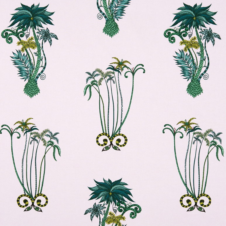 Clarke &amp; Clarke Jungle Palms Pink Fabric