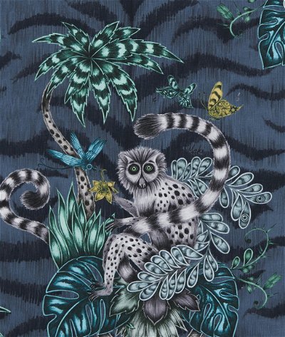Clarke & Clarke Lemur Navy Fabric