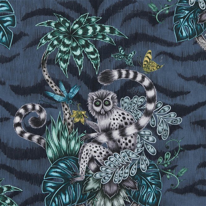 Clarke &amp; Clarke Lemur Navy Fabric