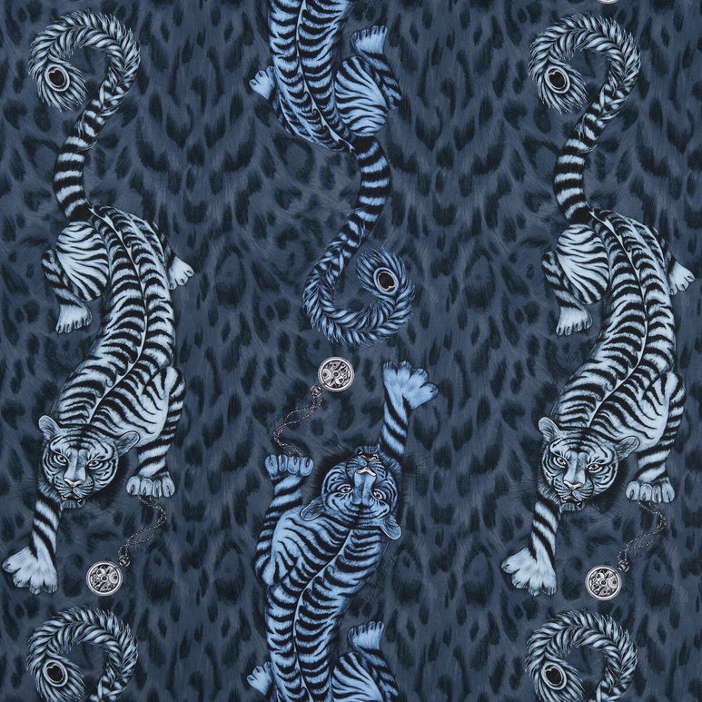 Clarke &amp; Clarke Tigris Navy Fabric