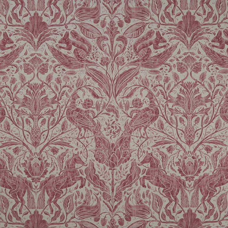 Clarke &amp; Clarke Forest Trail Raspberry Fabric