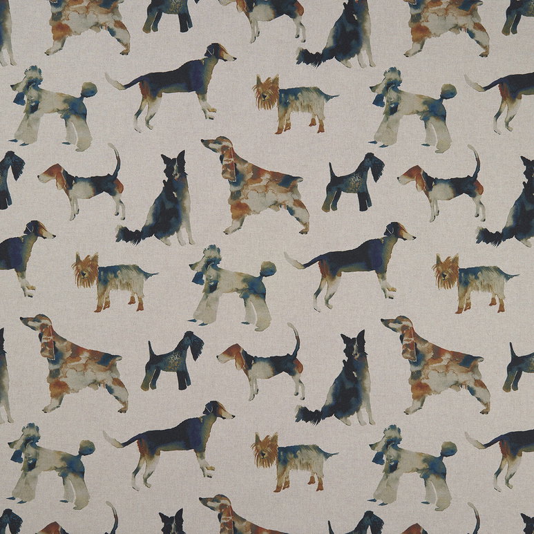 Clarke &amp; Clarke Walkies Linen Fabric