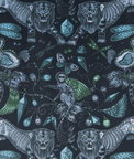 Clarke & Clarke Extinct Velvet Navy Fabric