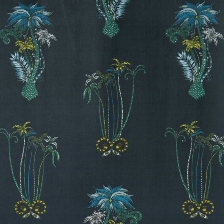 Clarke &amp; Clarke Jungle Velvet Navy Fabric