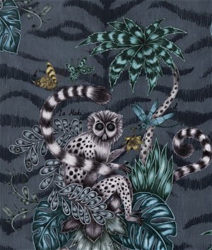 Clarke & Clarke Lemur Velvet Navy Fabric