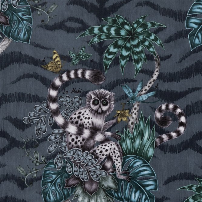 Clarke &amp; Clarke Lemur Velvet Navy Fabric