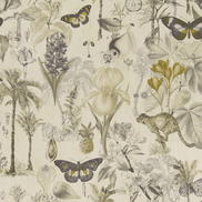 Clarke & Clarke Botany Charcoal/Chartreuse Fabric
