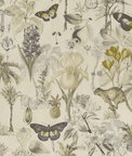 Clarke & Clarke Botany Charcoal/Chartreuse Fabric