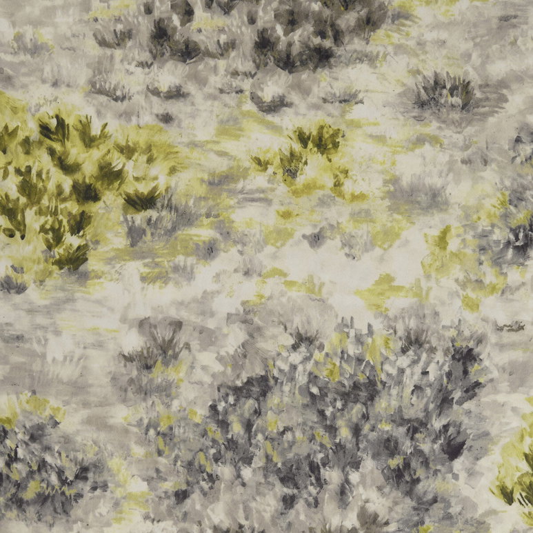 Clarke &amp; Clarke Fiore Charcoal/Chartreuse Fabric