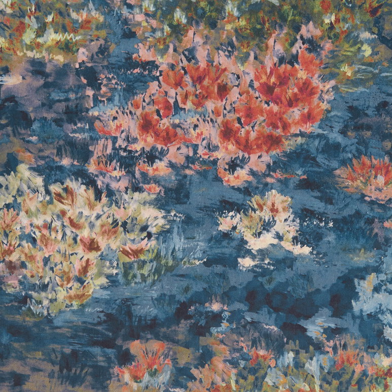 Clarke &amp; Clarke Fiore Midnight/Spice Fabric