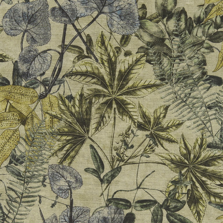 Clarke &amp; Clarke Madagascar Mineral/Citron Fabric