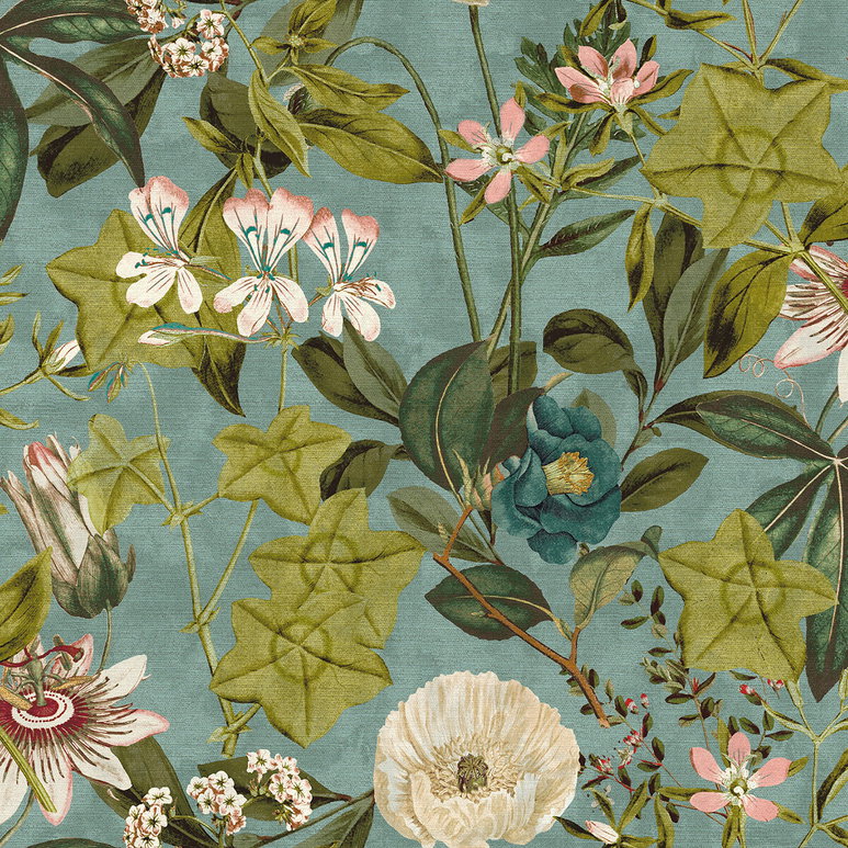 Clarke &amp; Clarke Passiflora Mineral/Blush Fabric