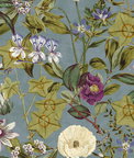 Clarke & Clarke Passiflora Slate/Amethyst Fabric