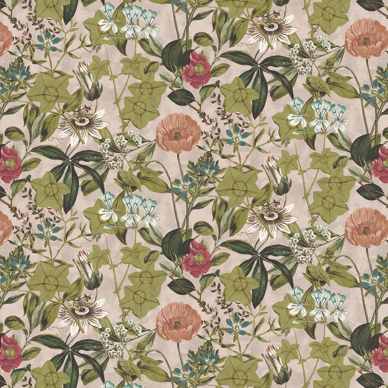 Clarke &amp; Clarke Passiflora Blush Velvet Fabric