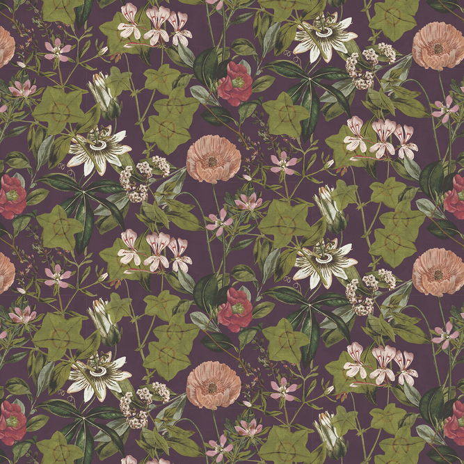 Clarke &amp; Clarke Passiflora Mulberry Velvet Fabric