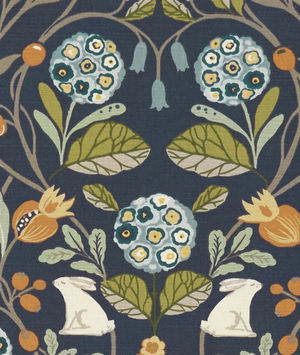 Clarke & Clarke Forester Denim/Spice Fabric