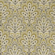 Clarke & Clarke Persia Charcoal/Ochre Fabric