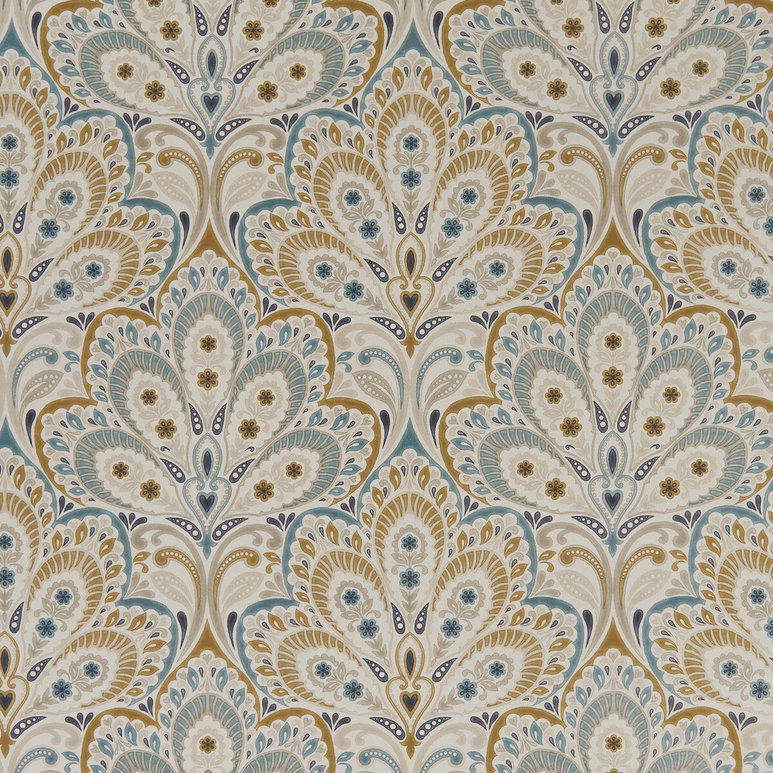 Clarke &amp; Clarke Persia Teal/Spice Fabric