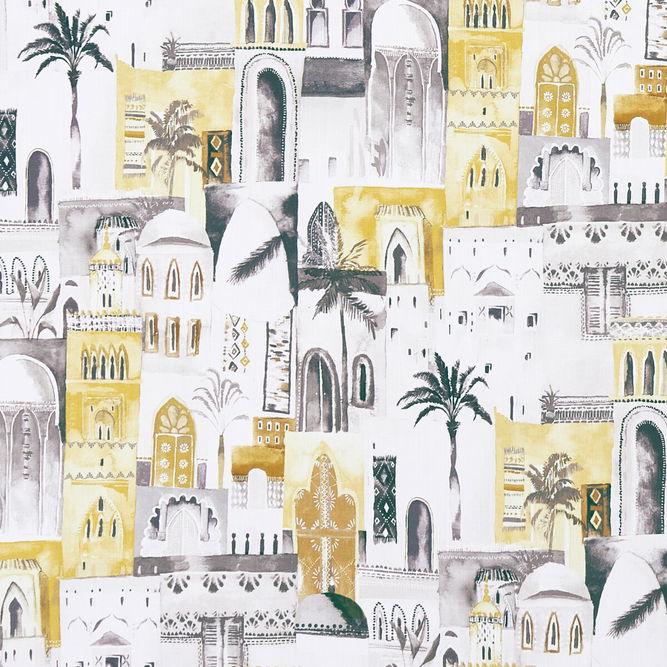 Clarke &amp; Clarke Marrakech Charcoal/Ochre Fabric