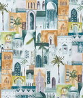 Clarke & Clarke Marrakech Teal/Spice Fabric