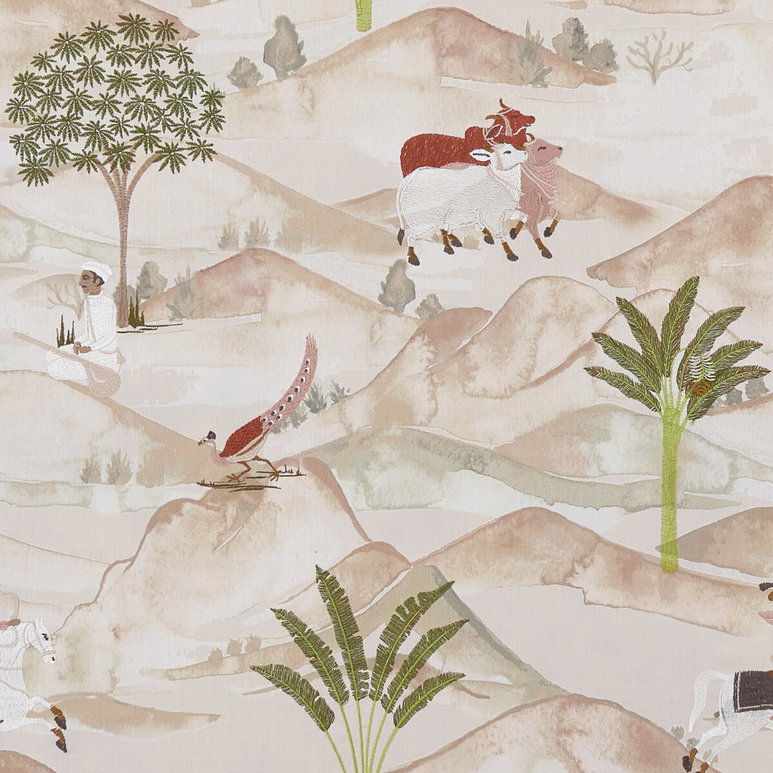 Clarke &amp; Clarke Sahara Apple/Blush Fabric