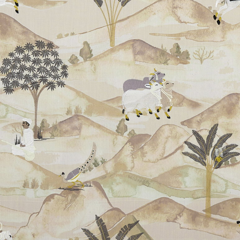 Clarke &amp; Clarke Sahara Charcoal/Ochre Fabric